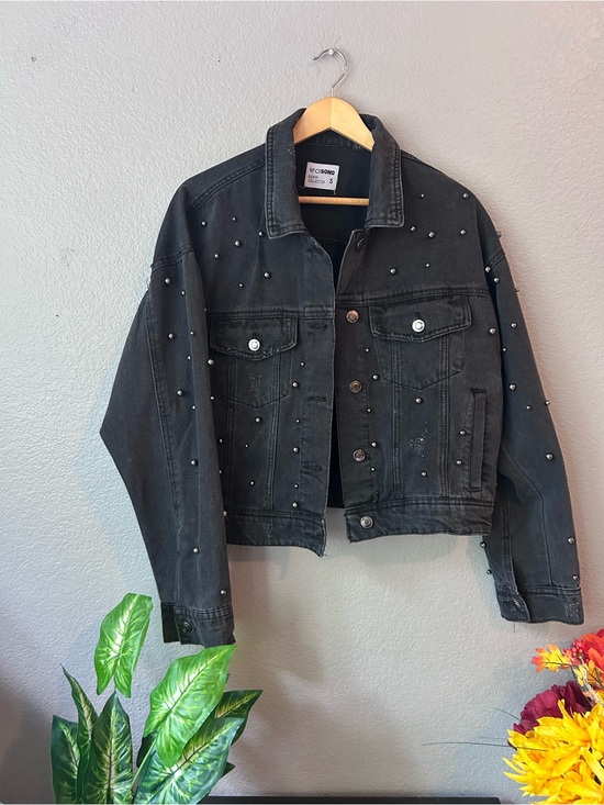 Ci Sono Jackets & Blazers - Ci Sono Black Studded Jean Jacket